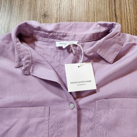 🔸️NWT Anthropologie BeachLunchLounge Wild Mauve "Arlie" Long Sleeve Top Large - Picture 3 of 9
